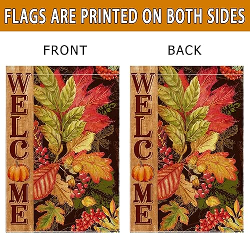 Miniatura 6 de Hexagram Bandera de jardín de otoño, banderas de jardín de otoño para exteriores, 12 x 18 pulgadas, doble cara, bandera de otoño para patio, bandera