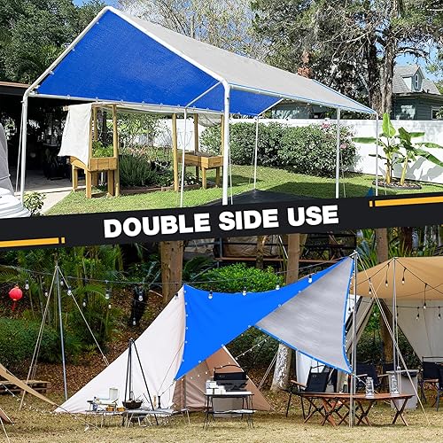 Miniatura 3 de Lona impermeable resistente de 10 x 20 pies, 14 mil, cubierta multiusos grande con ojales de latón y bordes reforzados, lonas de polietileno gruesas