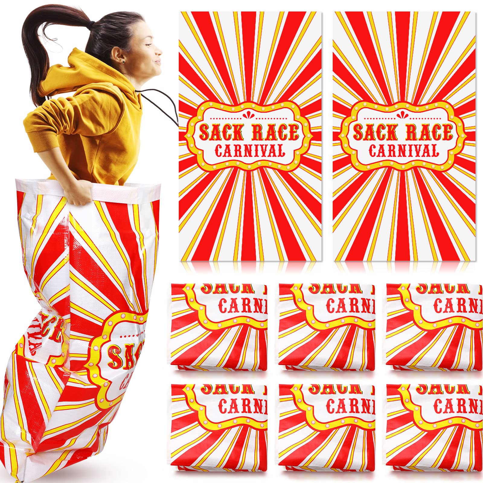 Photo 1 of Zhengmy 12 Pcs Large Potato Sack Race Bags 24"x40" Racing Bags for Adults, Outdoor Lawn Games, Family Reunion, Outdoor Picnic Party, Outside Yard Lawn Easter Carnival Games
