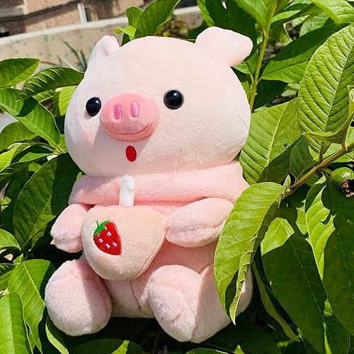 Miniatura 6 de Awcvire Lindo muñeco de peluche Boba Pig con capucha extraíble, juguete de peluche Bedtime Buddy de 9.8 pulgadas, peluche suave de animales de