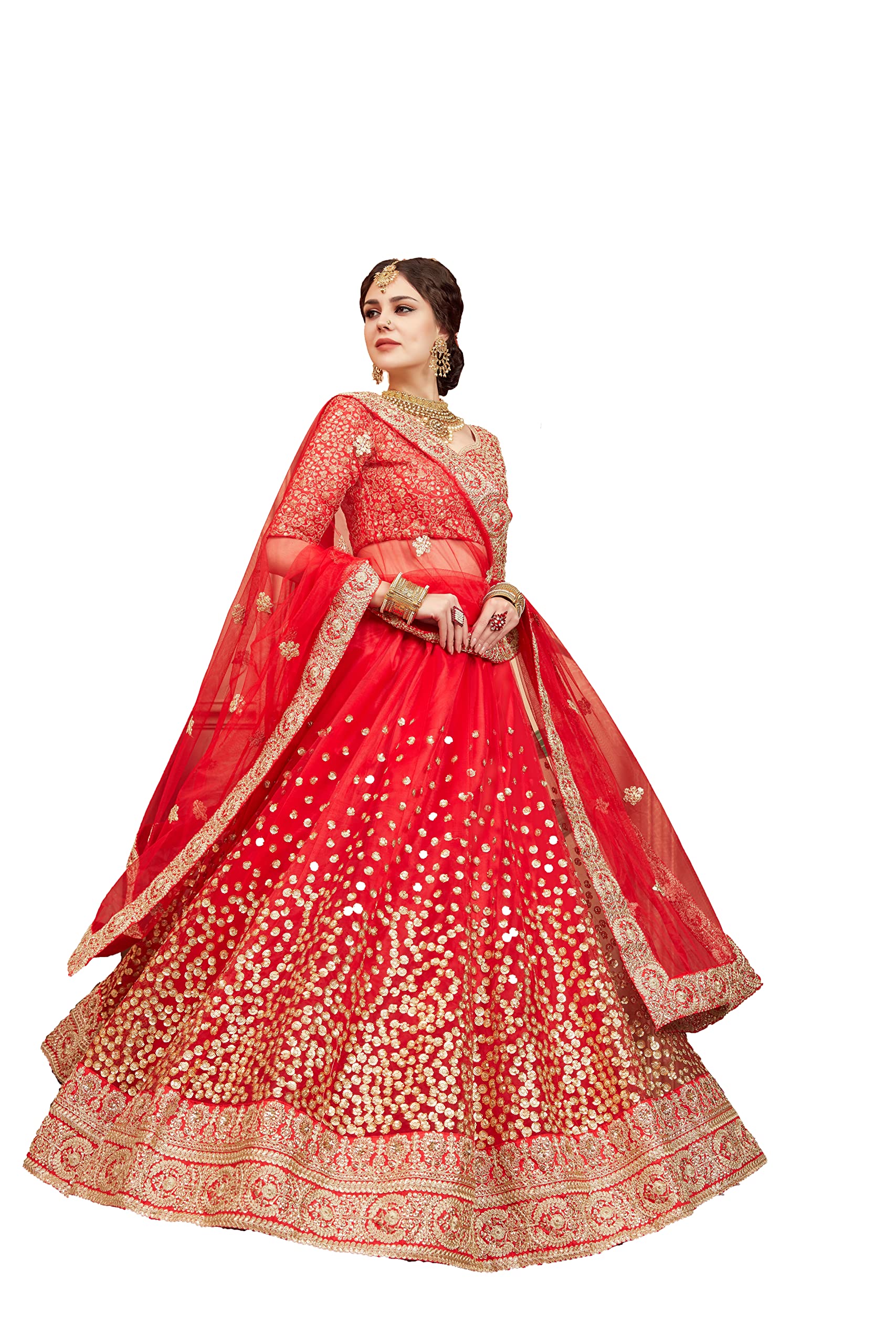 Rich Red Color Designer Soft Net Base Lehenga Choli For Women-image-36