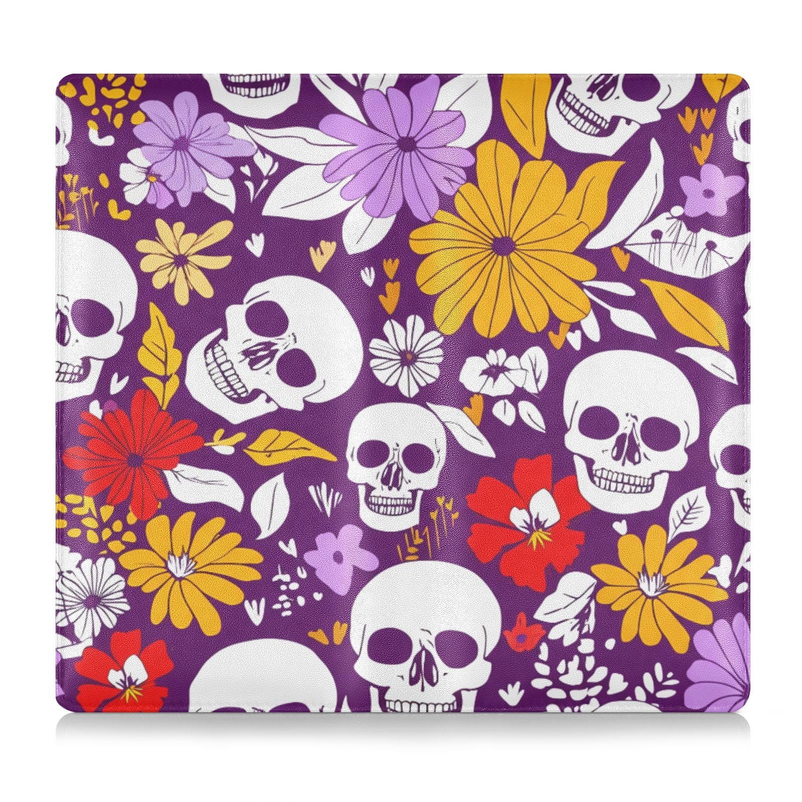 BURSTDDY Flowers and Skeletons Leather Car Registration and Insurance Holder,Registration and Insurance Card Holder Glove Box Car Organizer Car Document Holder for Cards, Driver License
