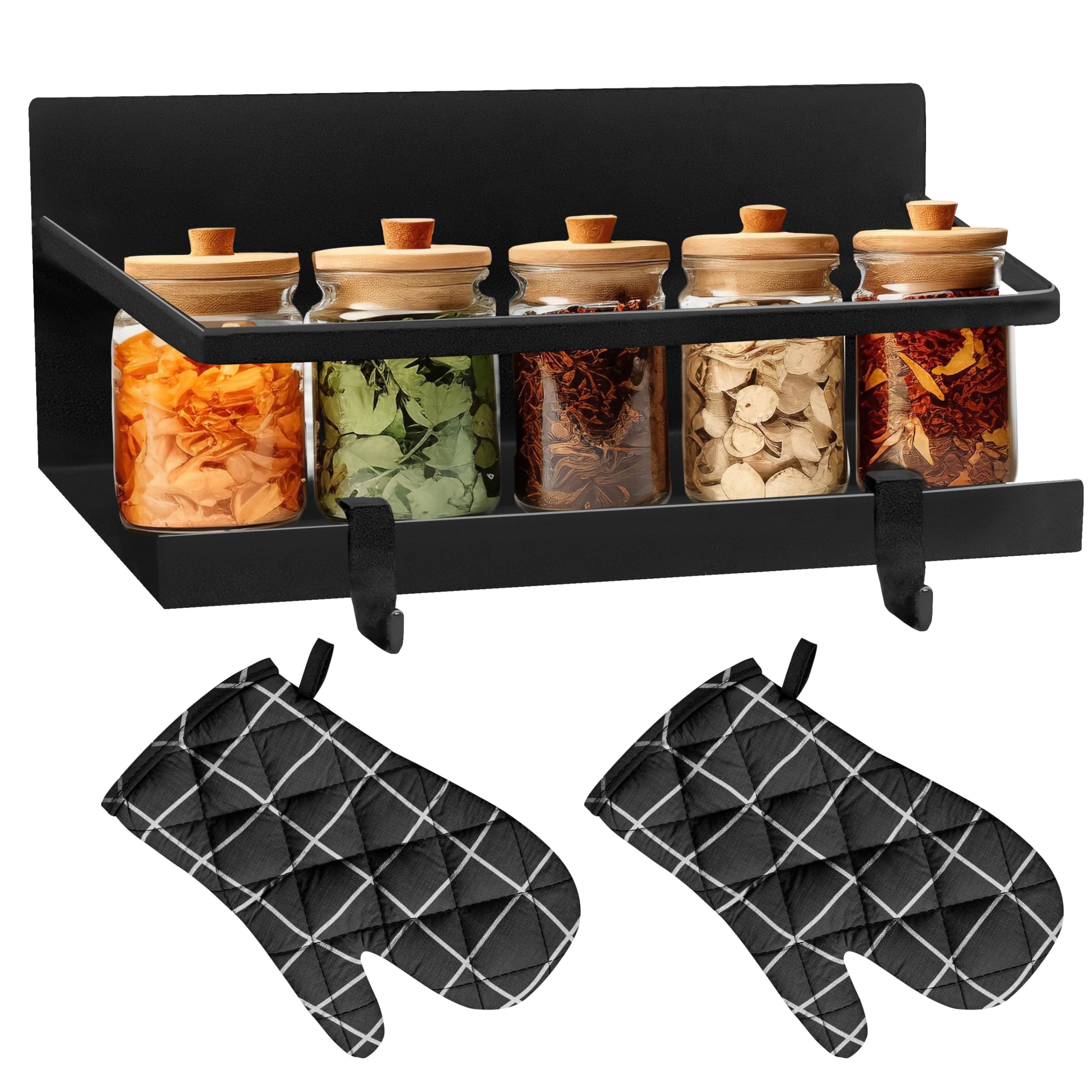 Magnetic Spice Rack/Organizer for Kitchen, Laundry Room, Bathroom, or Garage with Oven Mitts
