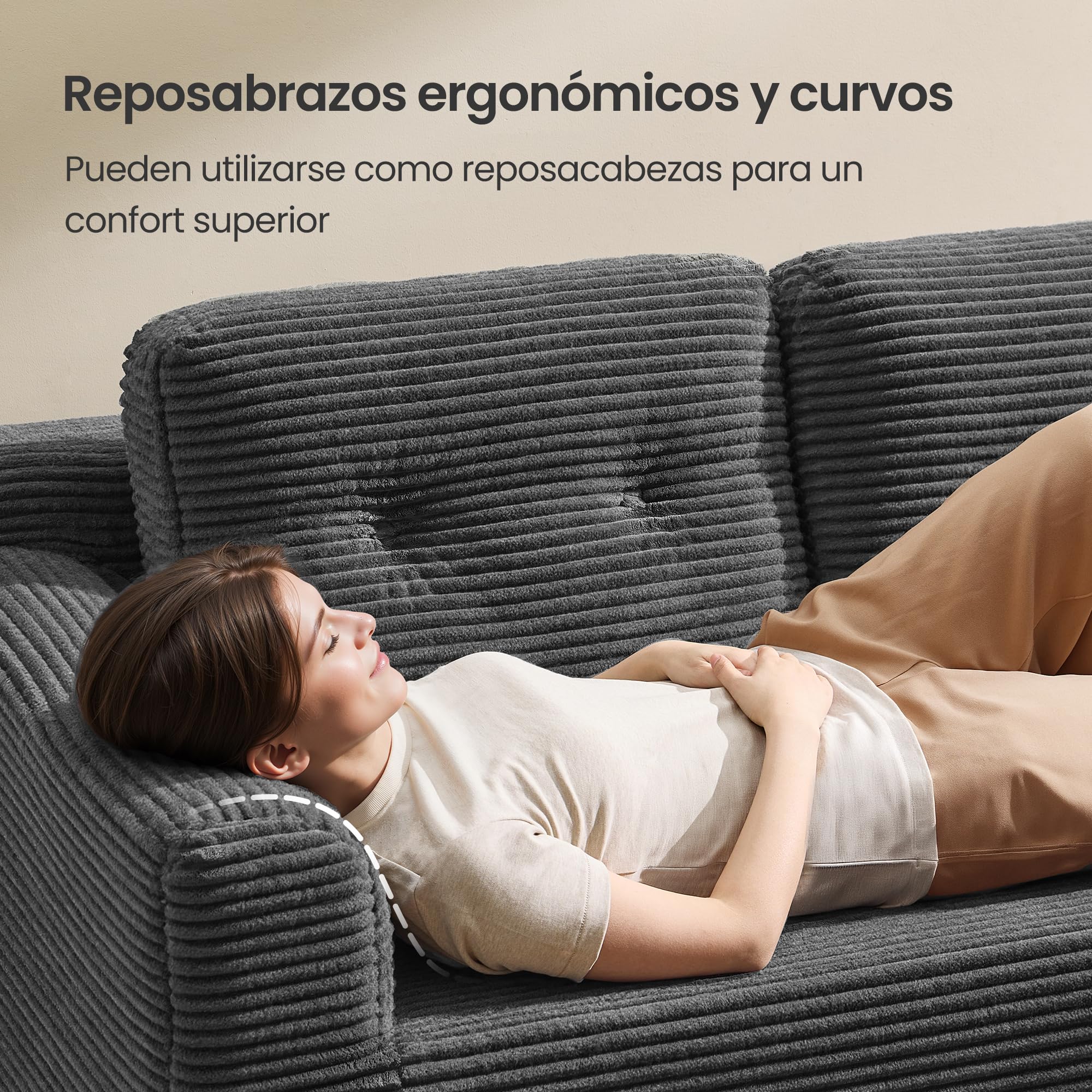 VASAGLE Sofá Esquinero, Sofá Modular de 244 cm, Entrega Compacta, Sin Montaje, con Gran Chaise Longue a la Izquierda, para Salón o Habitación de Invitados, Gris Pizarra LCS183GN01