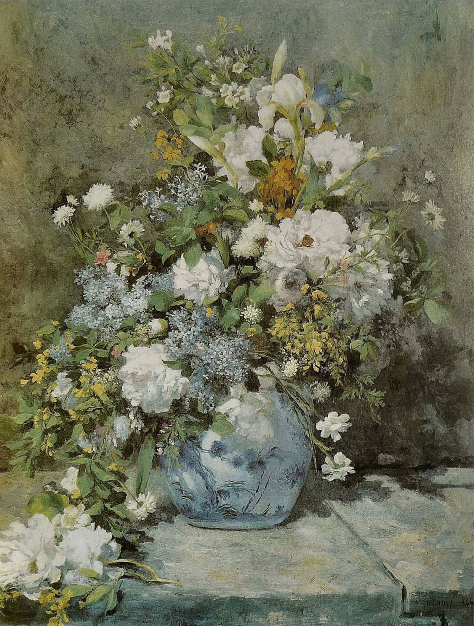 ARTXLXXBN Famous Print Painting Colorful Art Print Bouquet Printanier by Pierre Auguste Renoir Canvas Art Decorations for Home Decor 60x90cm