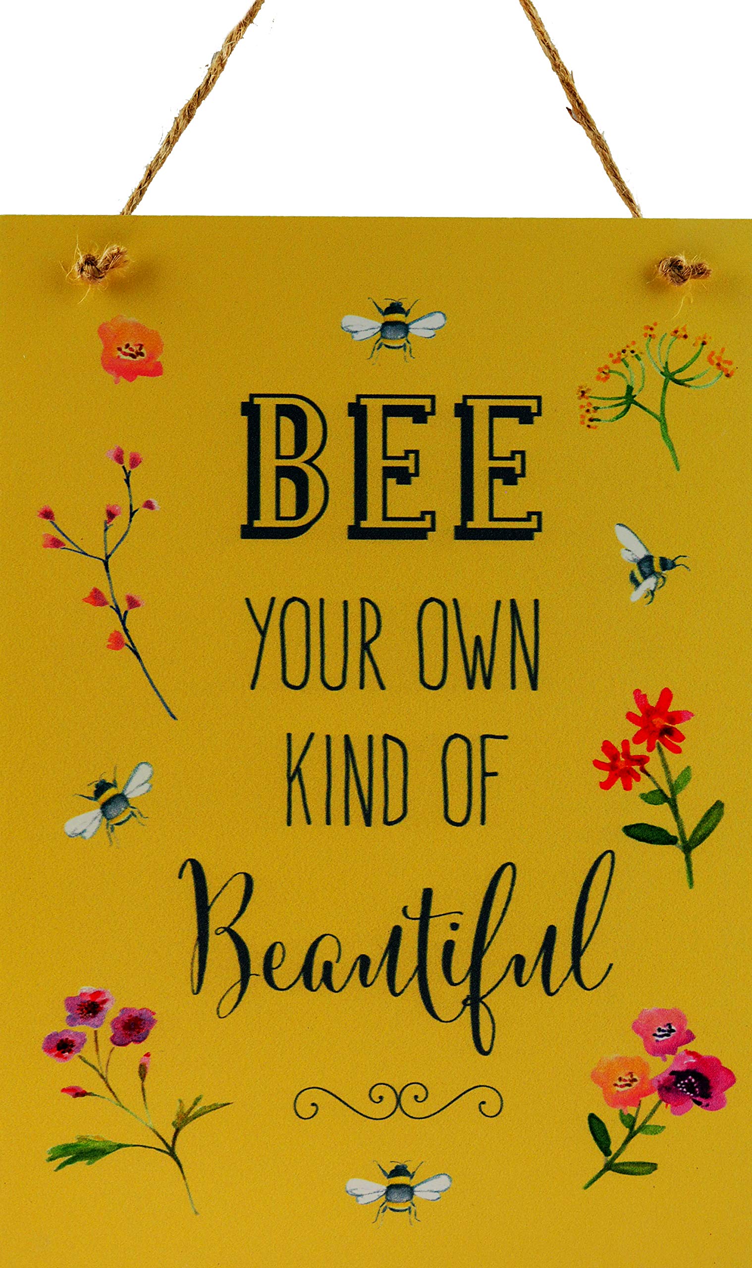 English Tableware Company Bee Happy Wall Plaque, 25 cm Height x 18 cm Width x 0.5 cm Depth, Yellow