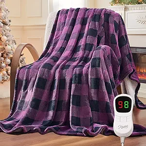 HomeMate Electric Blanket Heated Full Size - 72“x84“ Ultra Soft Cozy Flannel Heating Blanket with 10 Fast Heat Levels 8 Hours Auto Off Over-Heated Protection ETL Certification Keep Warm in Home Office