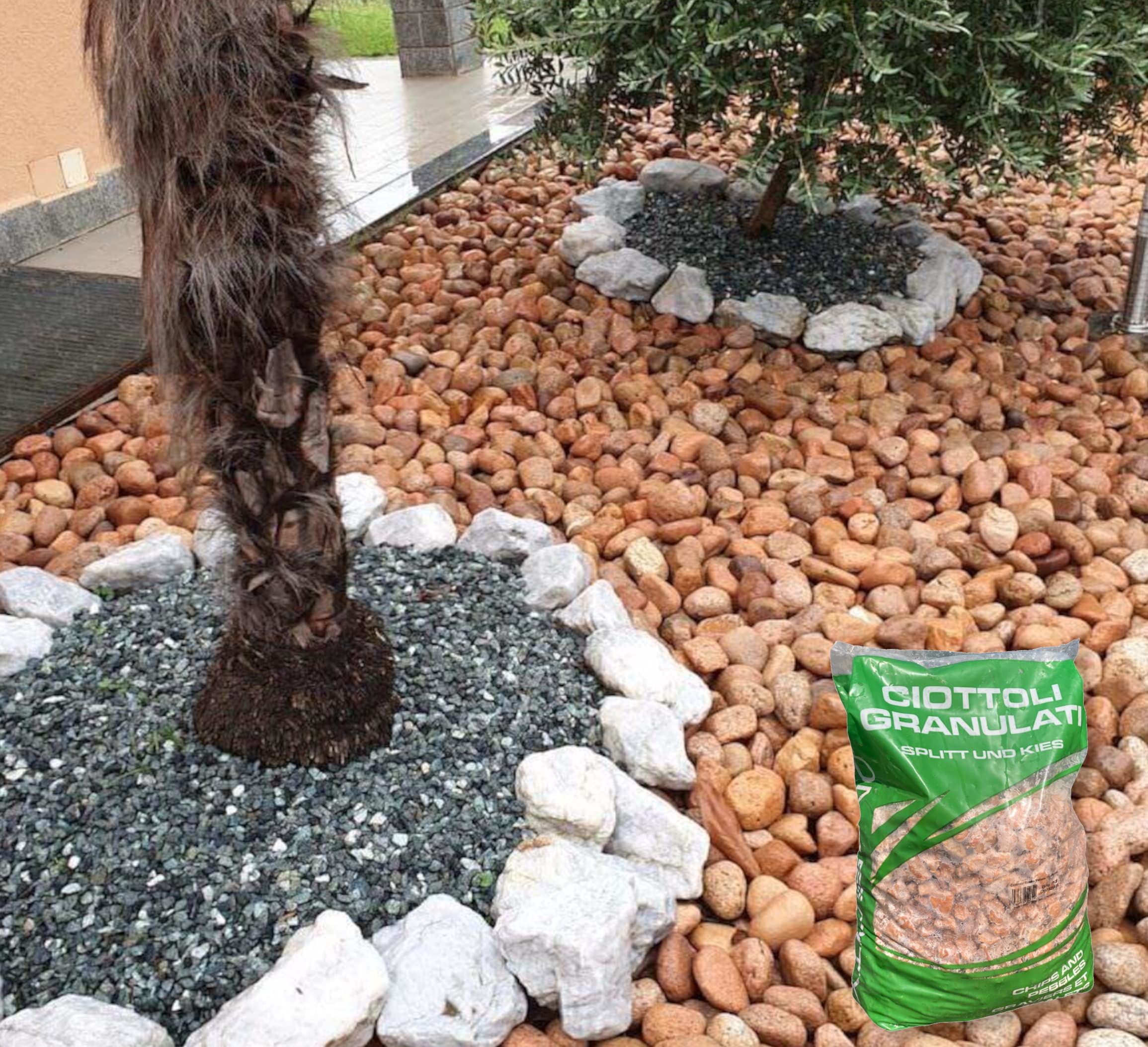 Ciottolo di Marmo Rosso Verona 25/40 Sacco da 25 kg Sassi Pietre arredo Giardino vasi