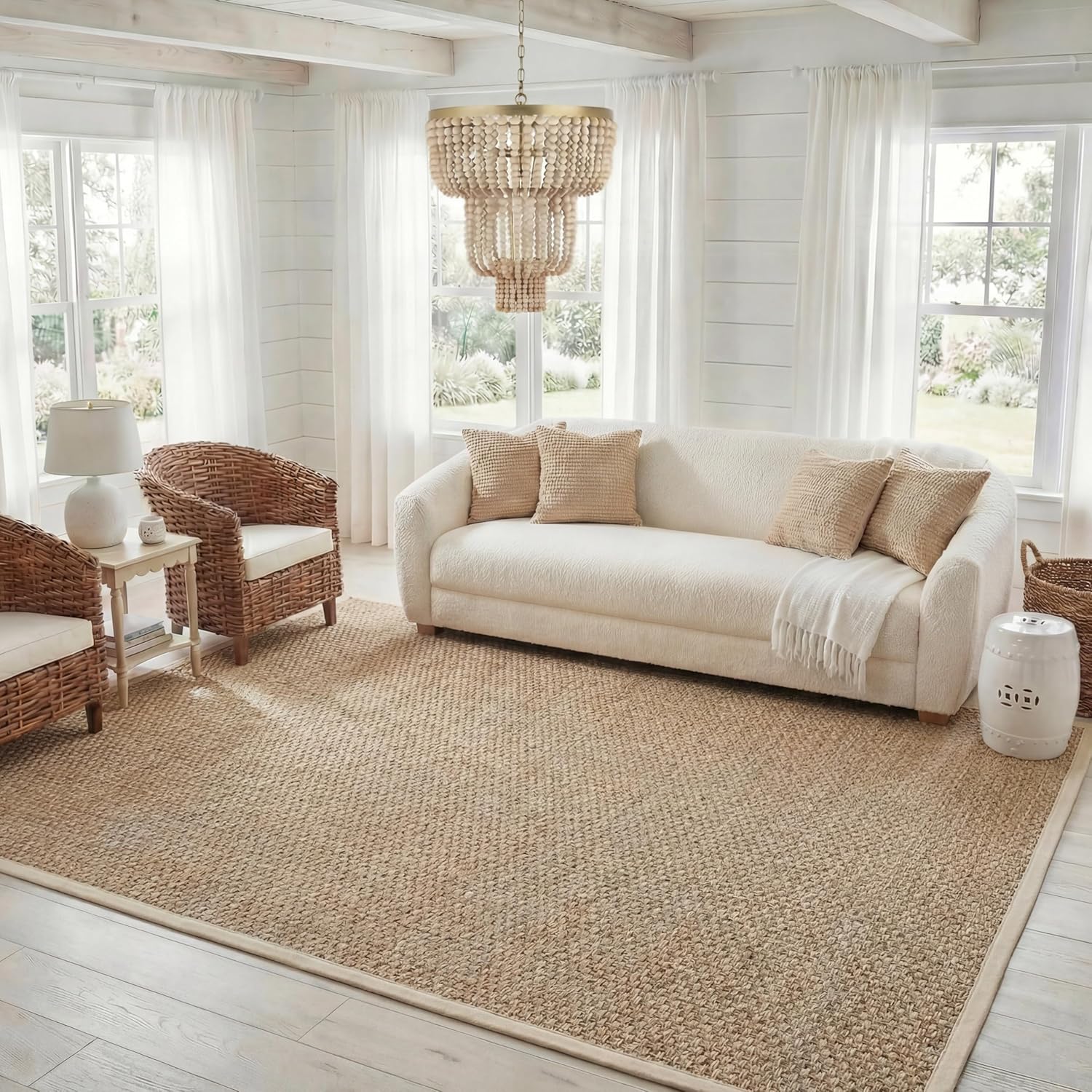 SAFAVIEH Area Rug 2x3 - Natural Fiber Collection - Natural & Rust, Seagrass, Basketweave Pattern with Border (NF114Y)
