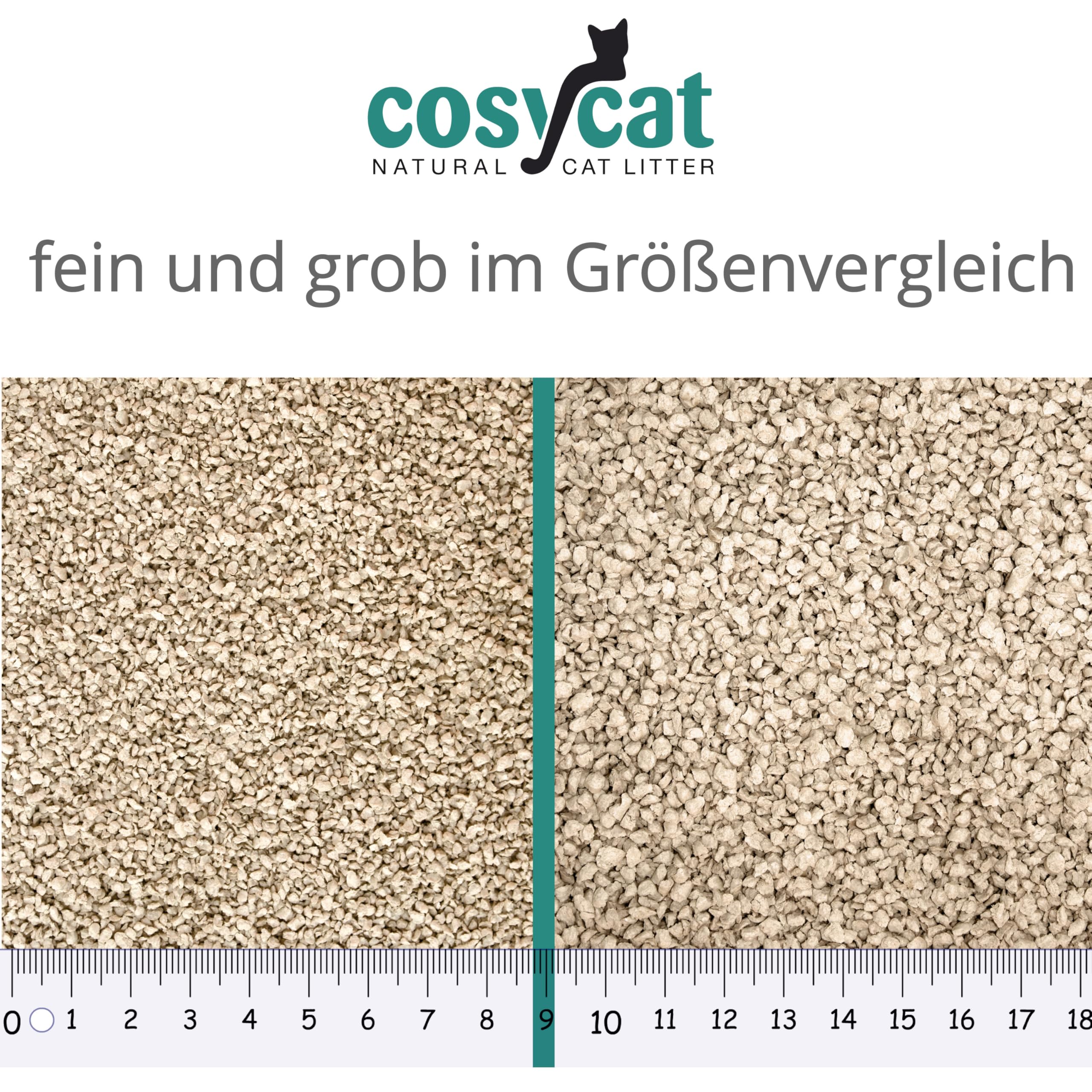 COSYCAT Klumpendes Katzenstreu Bio aus Holz, 100% Natürlich, [grob], [2x20l], in der Toilette entsorgbar, Klumpstreu pflanzlich, staubfrei ohne Duft