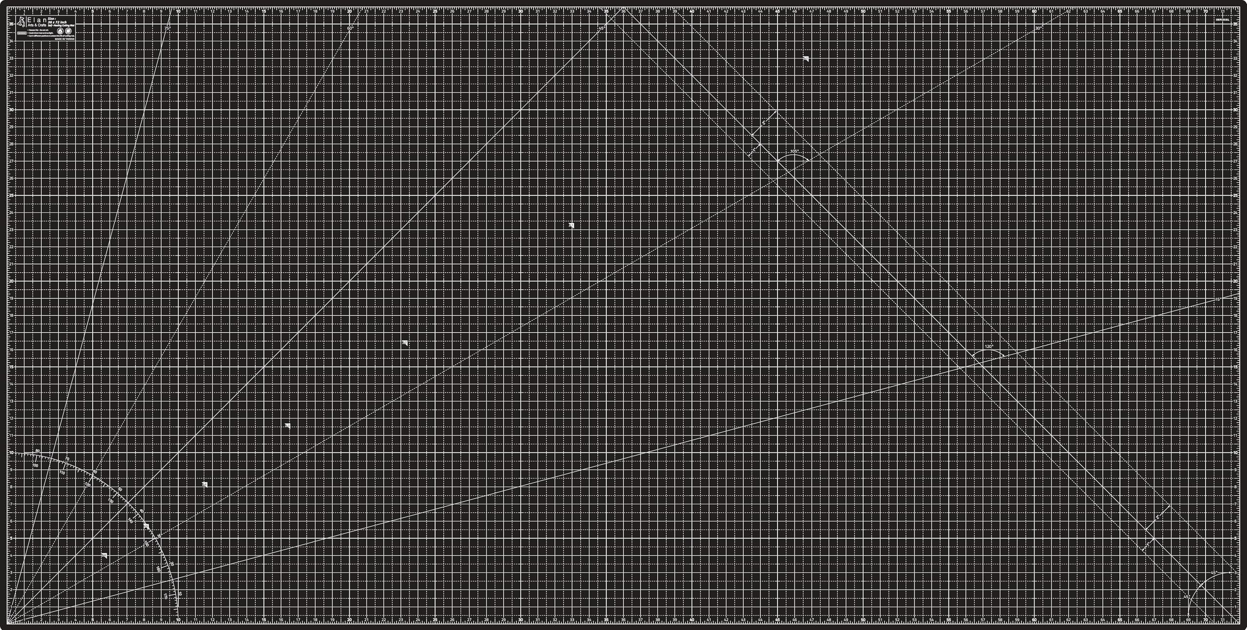 Elan Cutting Mat 36x72 Black & Taupe, Extra Large Self Healing Cutting Mat 36 x 72 Inch, 5-Ply Craft Board Black, Hobby Board for Sewing and Quilting