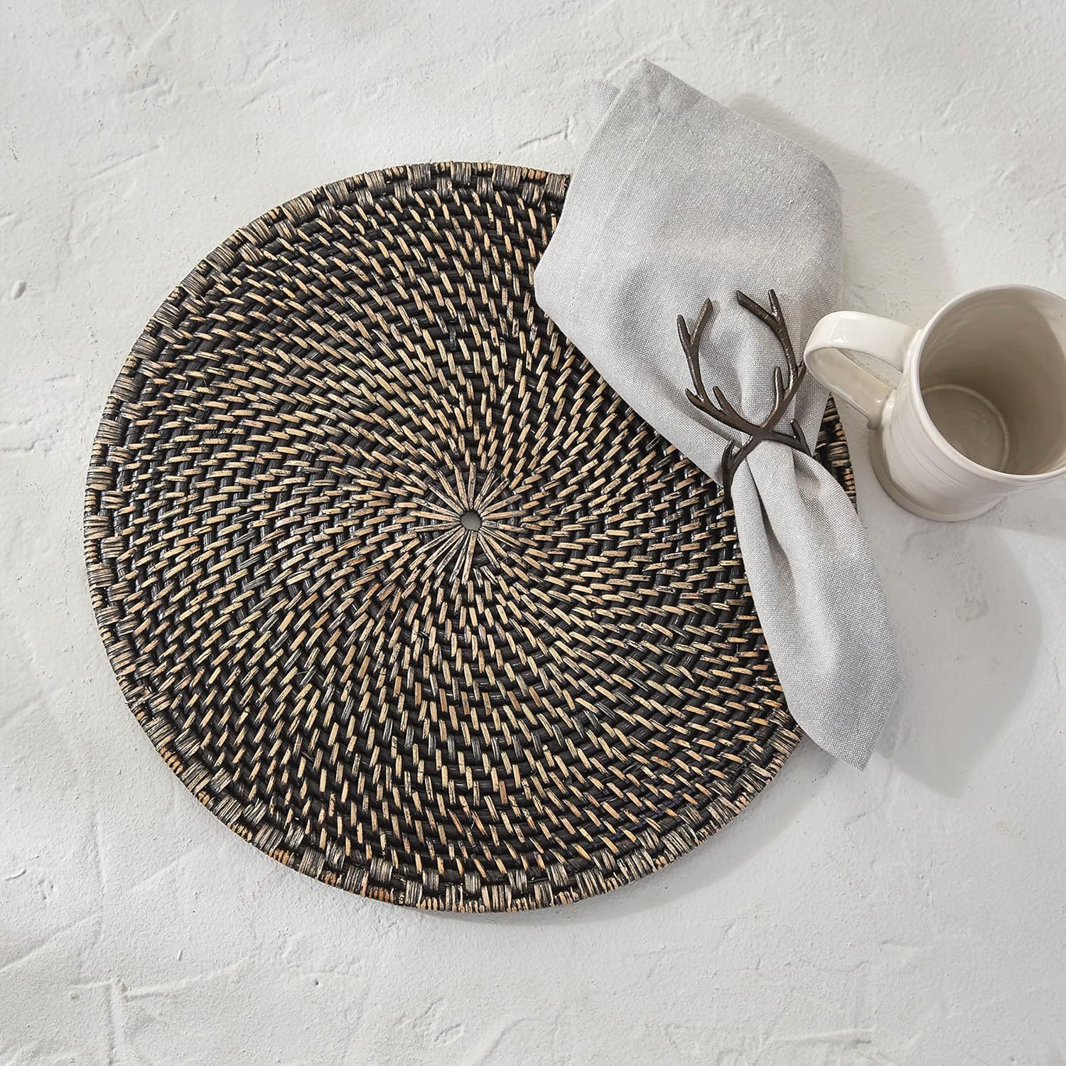 Split P Black Rattan Charger Set of 4