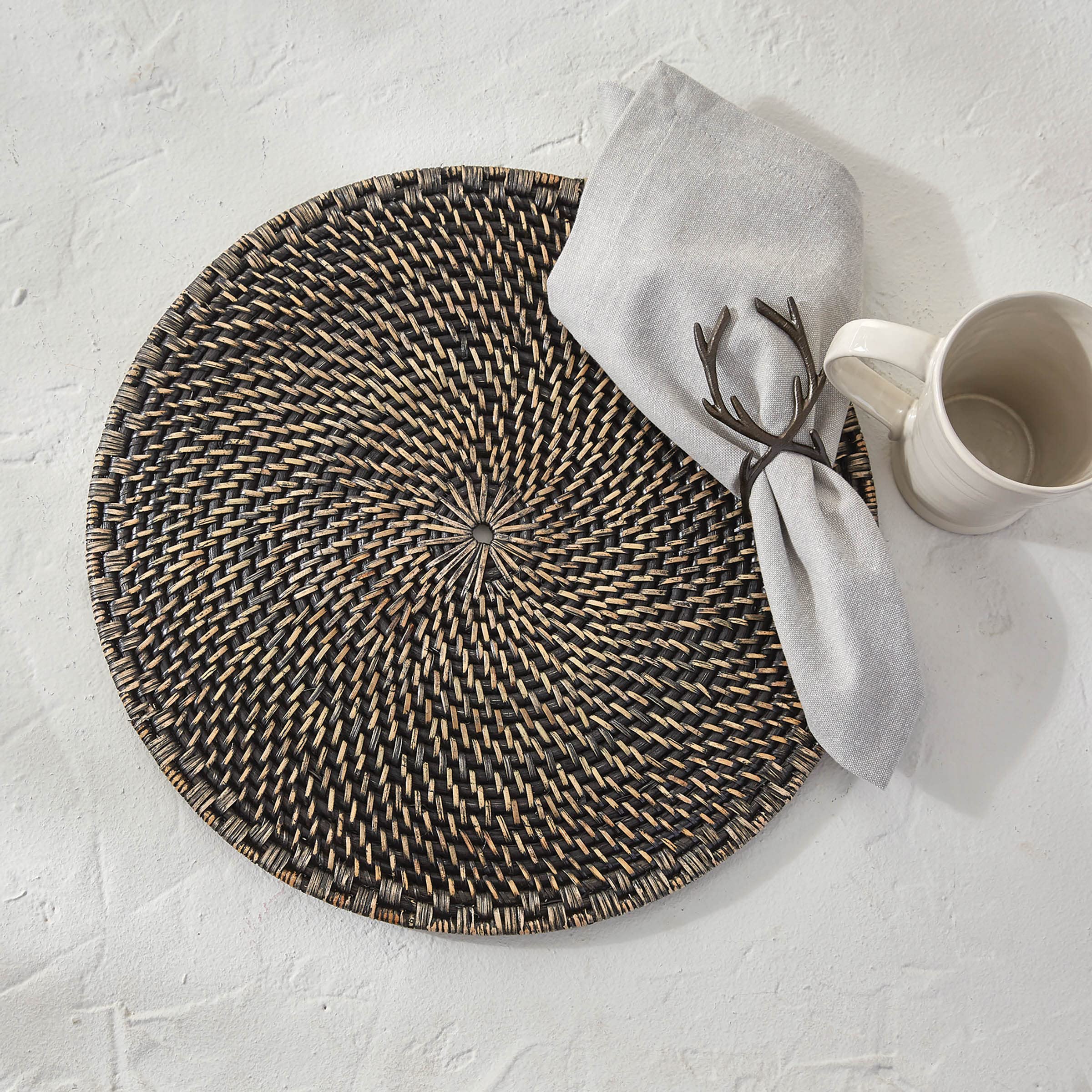 Split P Black Rattan Charger Set of 4