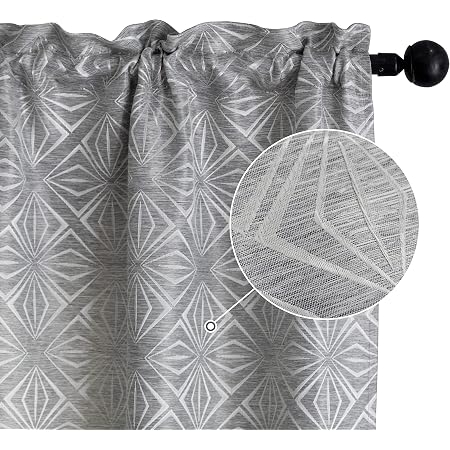 Elegant Comfort Set di 2 tende effetto jacquard con mantovana a cascata attaccata, 137 x 213 cm, oro/tortora