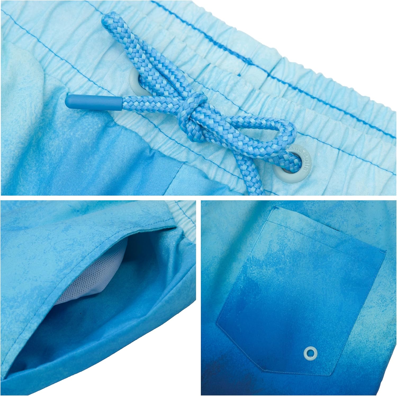 Rokka&Rolla Men's Quick Dry Swim Trunks with Compression Liner 7" Bathing Suit Tie-Dye Board Shorts