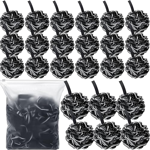 Miniatura 1 de 24 esponjas de baño de ducha a granel de 212oz de carbón de bambú para ducha corporal de lufa puf de ducha de malla grande para hombres y mujeres
