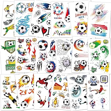Konsait Football Tattoos Soccer Ball Tattoos Kids Children Temporary Transfer Tattoos Boys Birthday Party Bag & Stocking Fillers, 142PCS