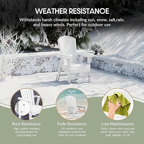 Miniatura 3 de WestinTrends Dylan Dylan - Silla de comedor Adirondack para patio al aire libre, resistente a la intemperie, color blanco