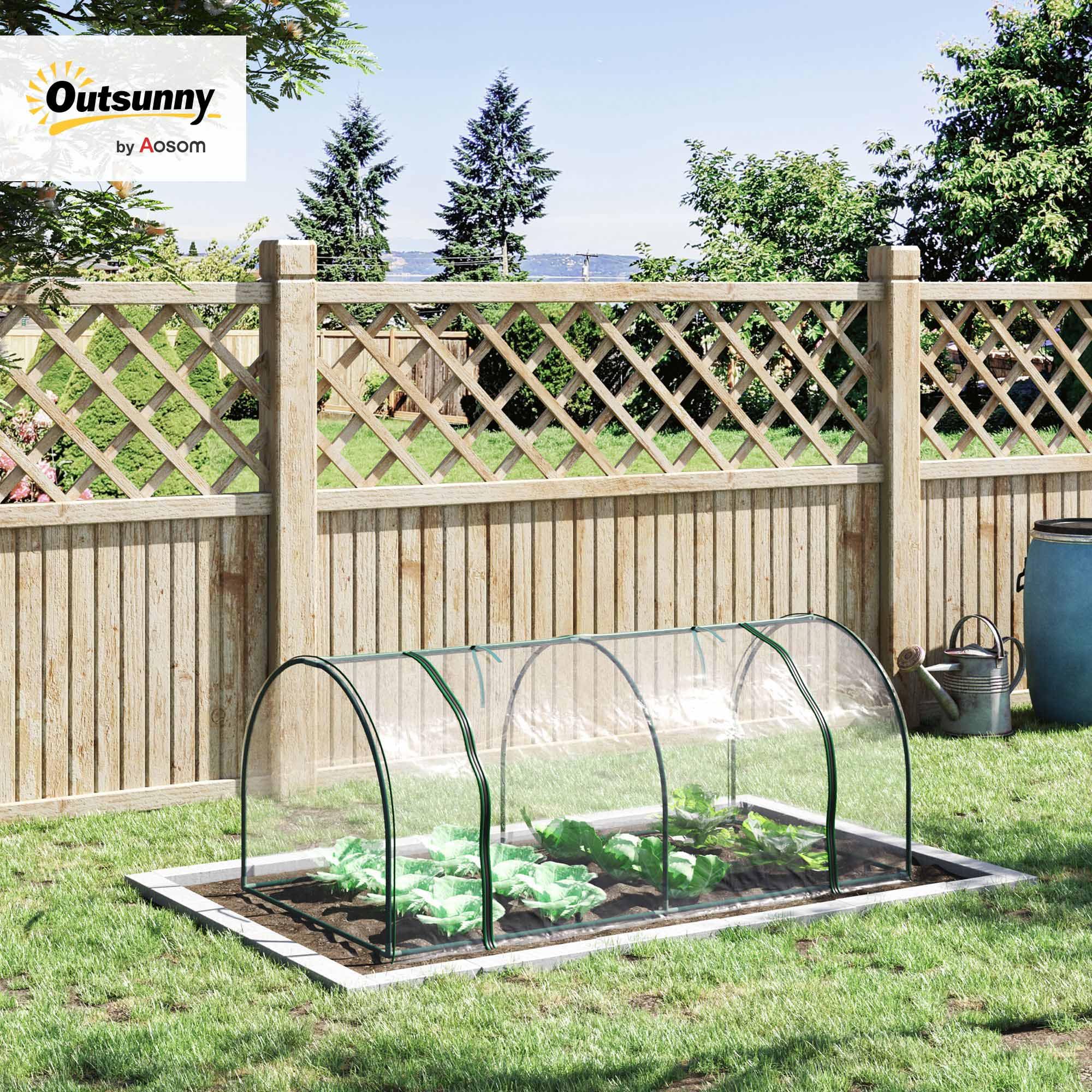 Outsunny Gewächshaus mit Gitterfolie, Winterfest Foliengewächshaus aus Stahl, Treibhaus für Balkon, Garten, Tomatenhaus 200 x 100 x 80 cm, Tomatengewächshaus für Tomaten, Gemüse, Transparent