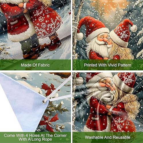 Miniatura 3 de Cubierta de puerta de Navidad, Papá Noel, muñeco de nieve, corona de árbol de Navidad, decoración de vacaciones de invierno para puerta delantera,