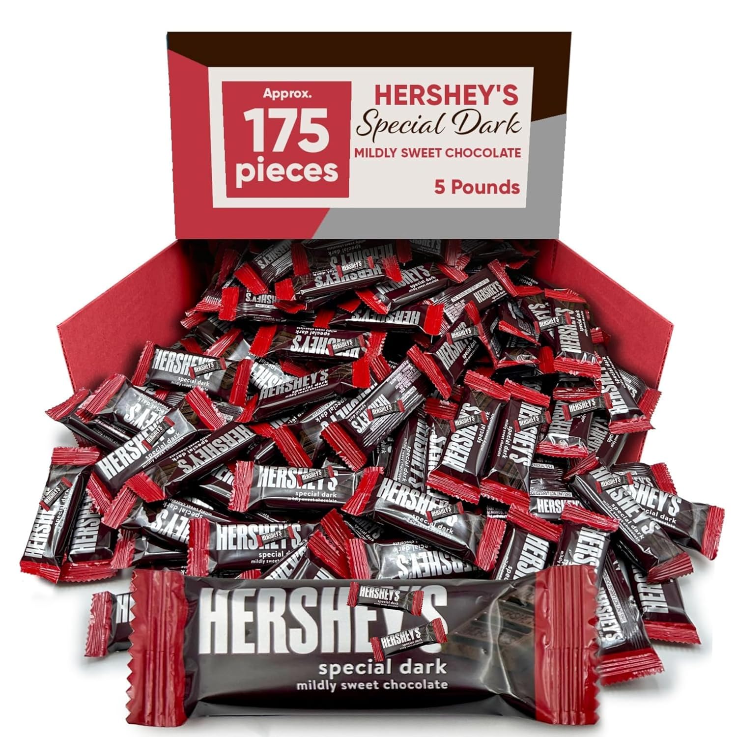 Special Dark Mildly Sweet Chocolate - 5 Pounds Approx 175 Halloween Candy Bulk Individually Wrapped - Dark Chocolate Snack Size Candy Bars - Halloween Treats for Sharing With Family and Friends