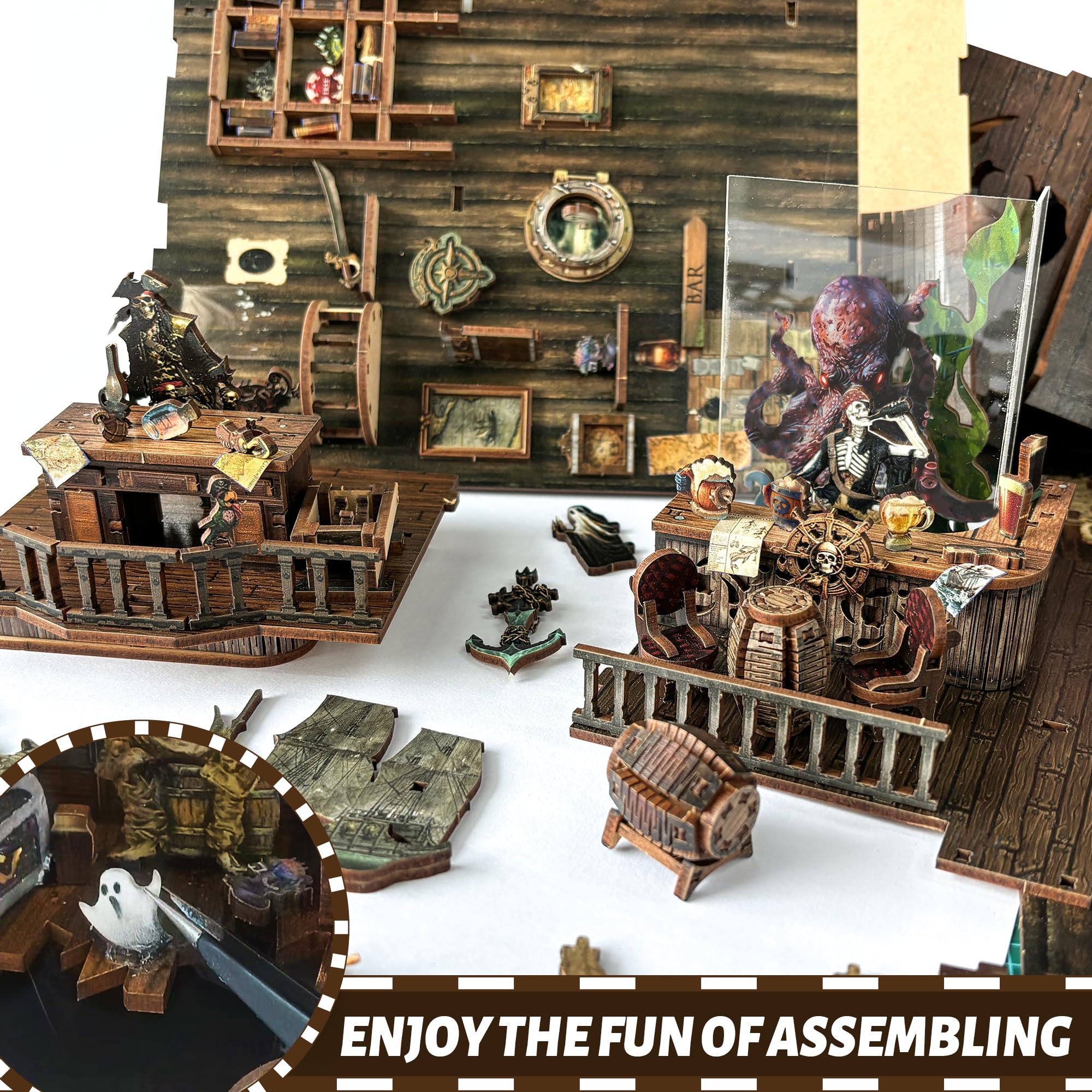 DIY Miniature House Kit, Book Nook Mini House Bookshelf Decor 3D Wooden Puzzle for Adults, Birthday Gift for Family, Friends -: New World