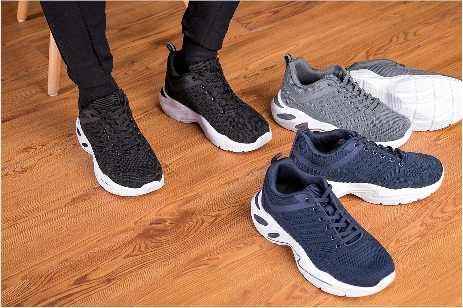 CALTO Men's Invisible Height Increasing Elevator Shoes - Grey/White Super Lightweight Sporty Sneakers - 2.6 Inches Taller - Q332 - Size 10 D(M) US - Image 2