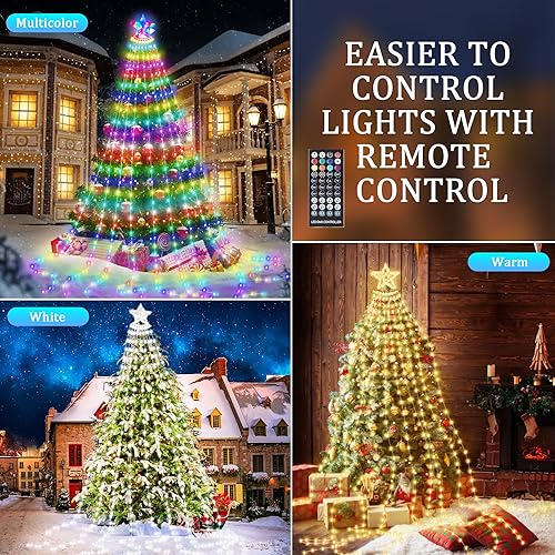 Miniatura 6 de Luces de Navidad inteligentes con control remoto y aplicación  Luces de árbol multicolor para exteriores de 11 pies, impermeables y sincronización