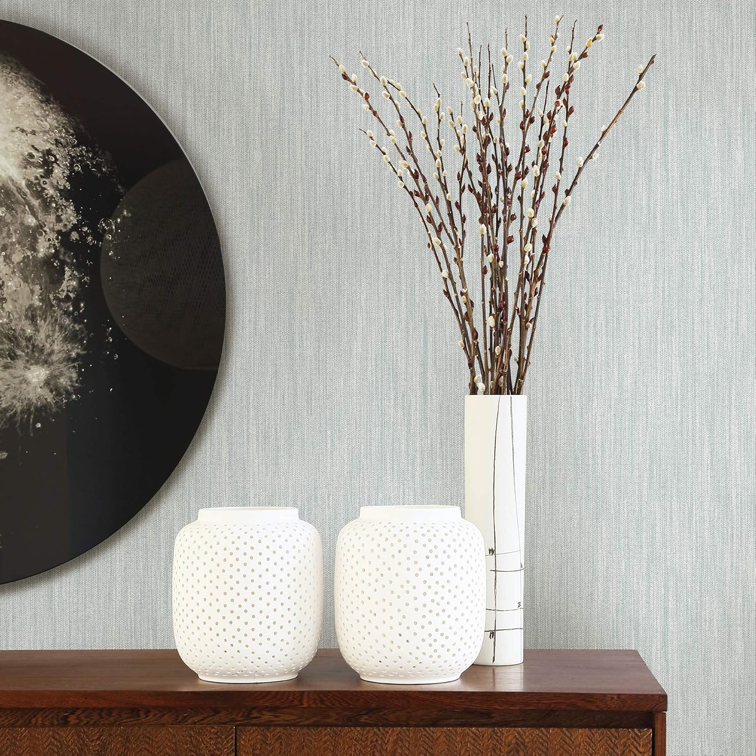 A-Street Prints Chiniile Light Blue Linen Texture Wallpaper