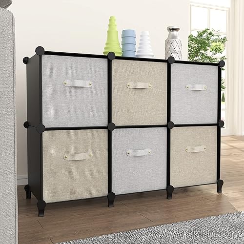 Miniatura 5 de 6-Cube Storage Organizer, Closet Organizer Storage Cabinet Shelf Bookcase Bookshelf with Metal Hammer, Storage Cubes Organizer Cabinet for Kids,