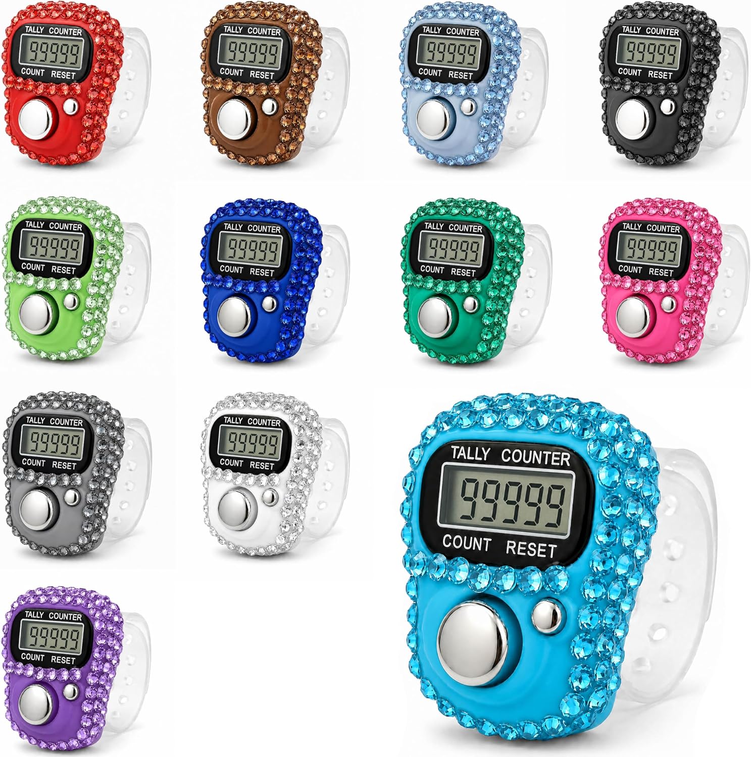 Amble Clicker Counter with Rhinestone, 5-Digit Tally Counter Clicker, Clickers for Lap, Pitch, Golf, Knitting, People Counting, Tasbih, Ideal Gift