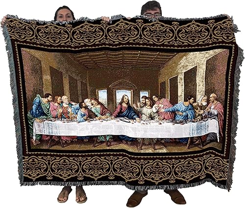 The Last Supper - Manta de Leonardo da Vinci  Manta de tapiz de regalo religioso tejido de algodón fabricada en los Estados Unidos 72 x 54 pulgadas
