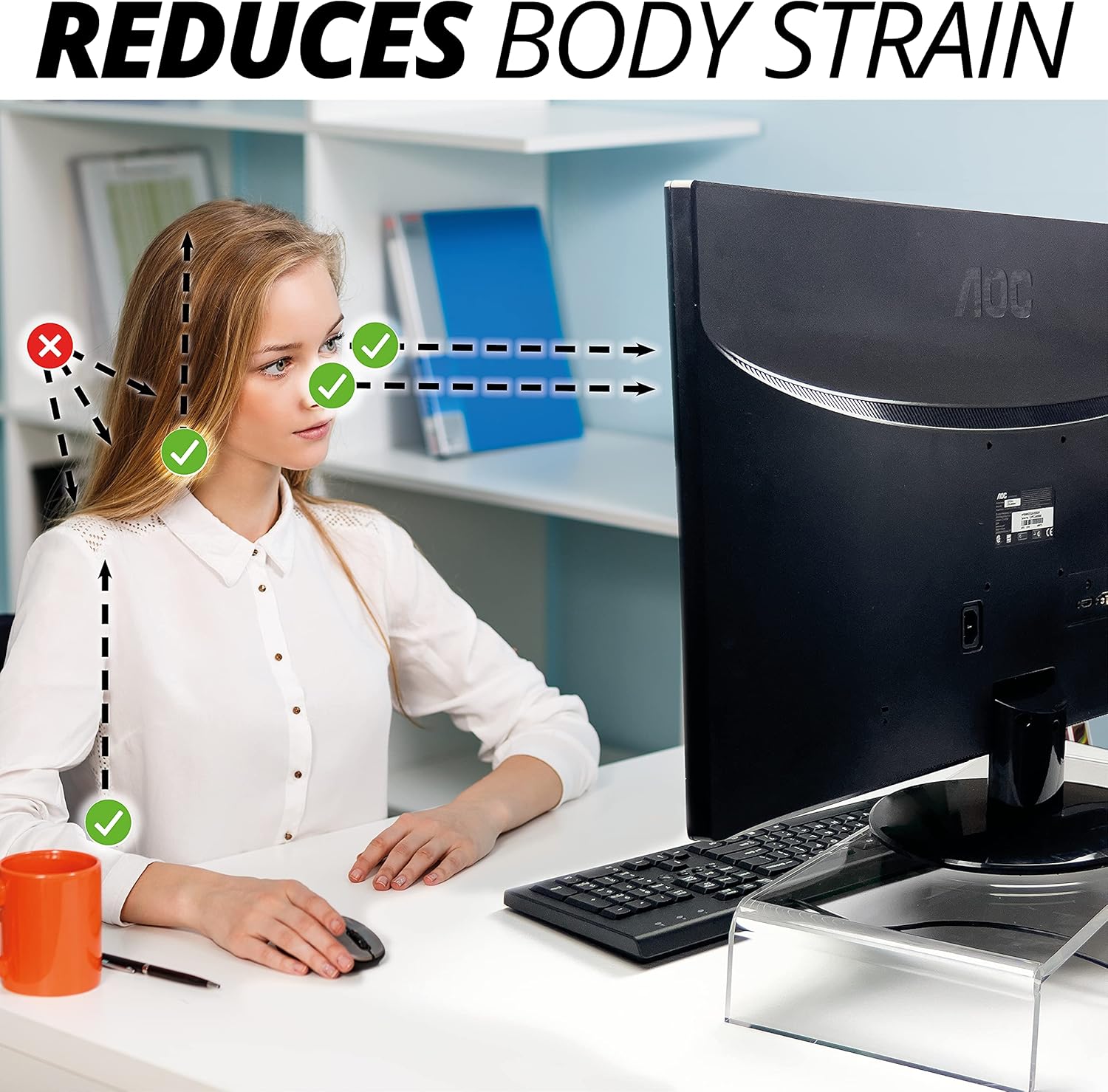 Amаzіng 🔥 Mammoth High Grade Clear Acrylic Monitor Stand, Computer Monitor Riser Stand, Desk Shelf Organizer for Home and Office, 20 Wide Base with 50LBs Load, Perfect for iMac and Mini Mac with Keyboard