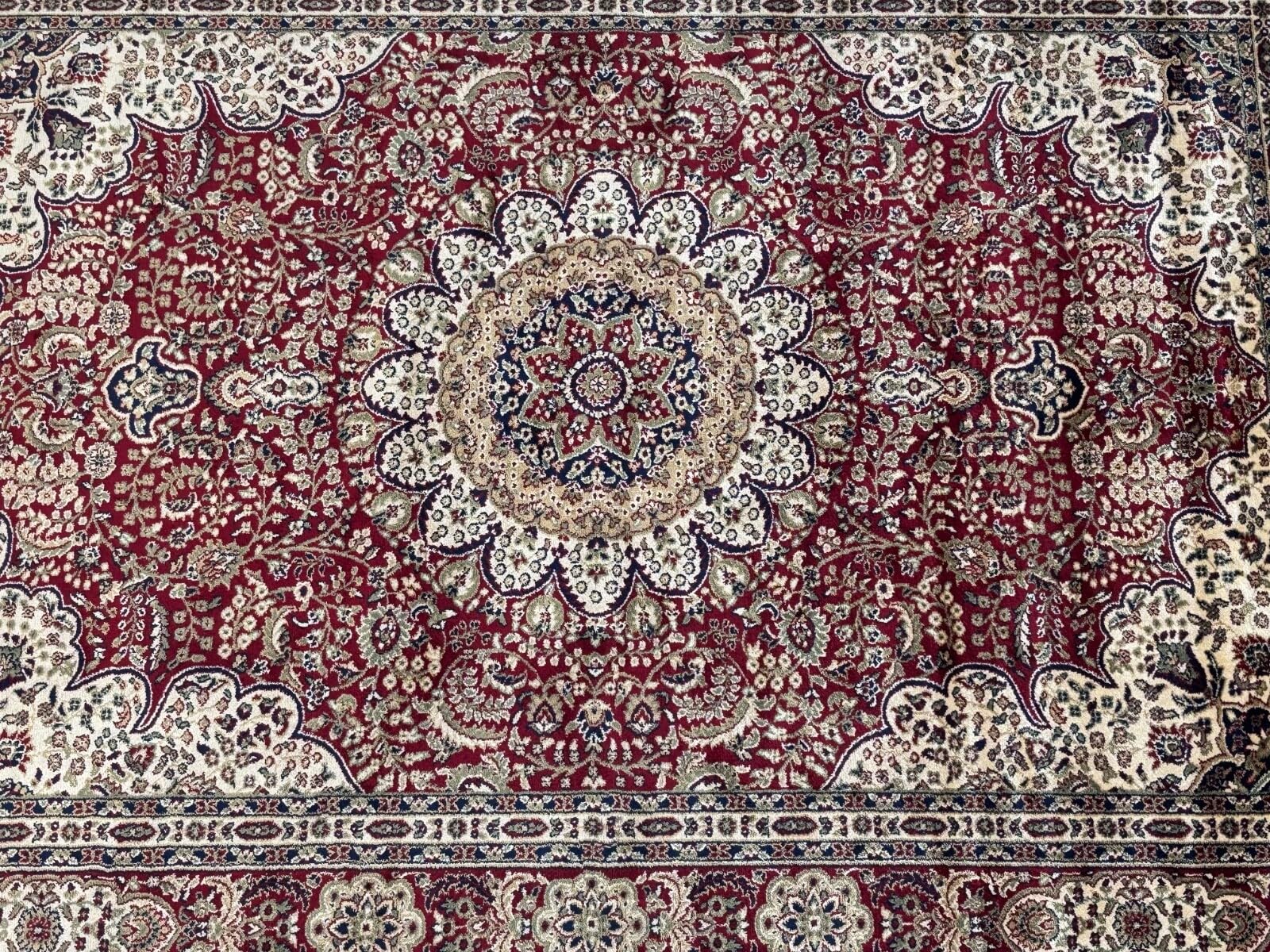 Kashmir Design M38R - Tappeto orientale, 150 x 210 cm, in viscosa lucida, colore: Rosso/Beige