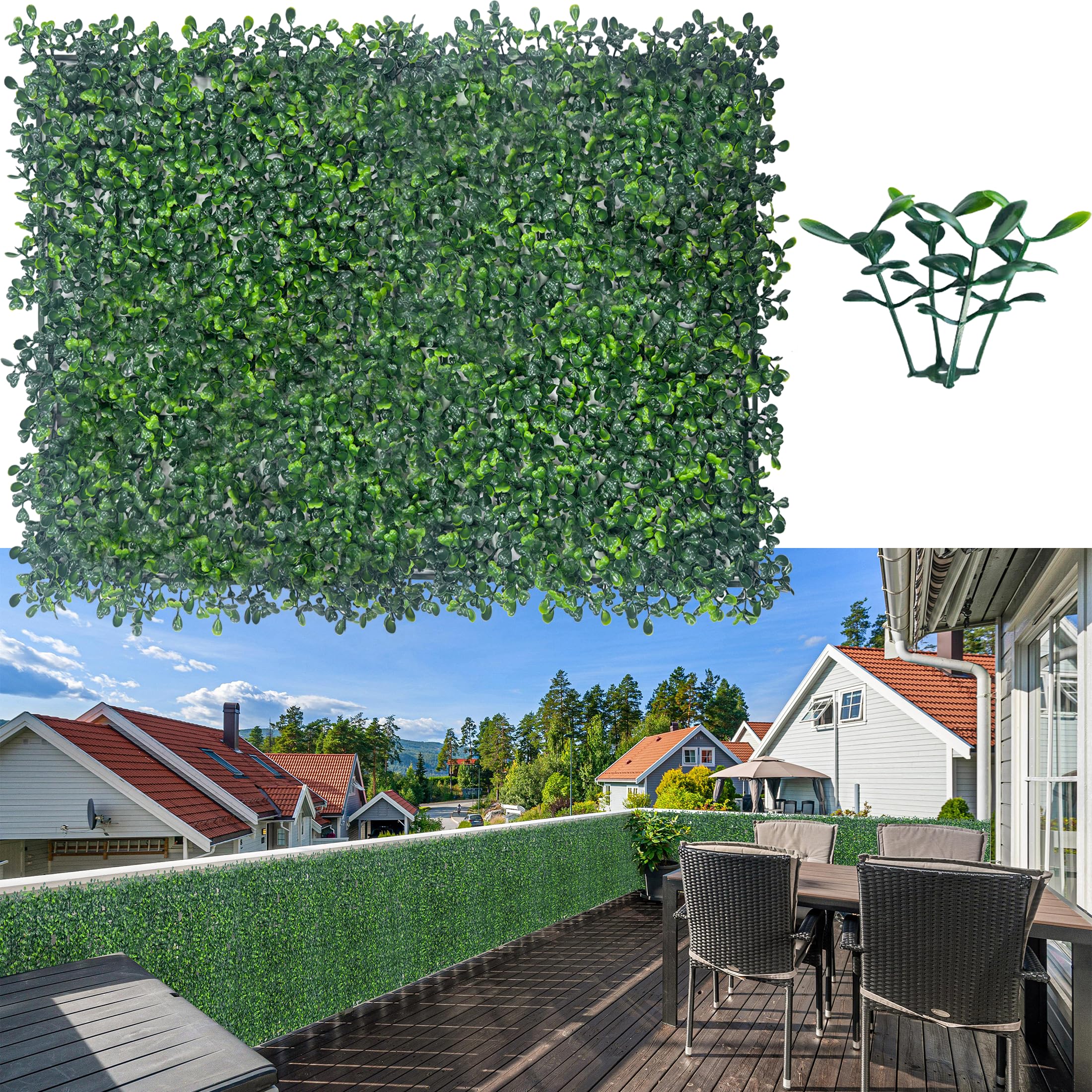 Artificial Boxwood Hedge Wall Panels, 24 X 16 in 12P UV-Anti Faux Greenery Vine Grass Wall Backdrop for Indoor Outdoor Green Plant Wall Decor & Ivy Fence Covering Privacy