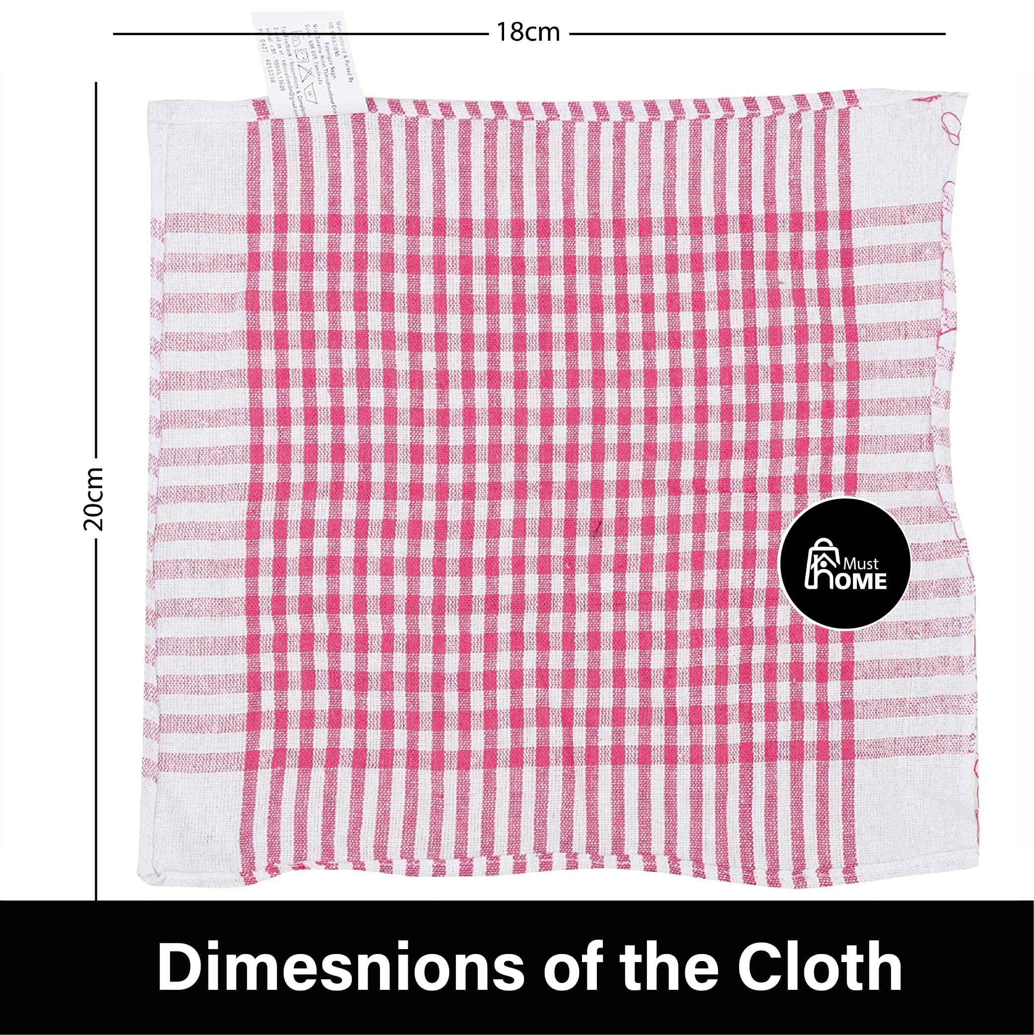 MustHome Kitchen Towels | Kitchen Napkins Cotton Cloth | Kitchen Cloth for Cooking | Napkins for Chapati, Roti, Cleaning, Dusting Multi Purpose use | Kitchen Cleaning Cloth (20x20inch) (8) 4