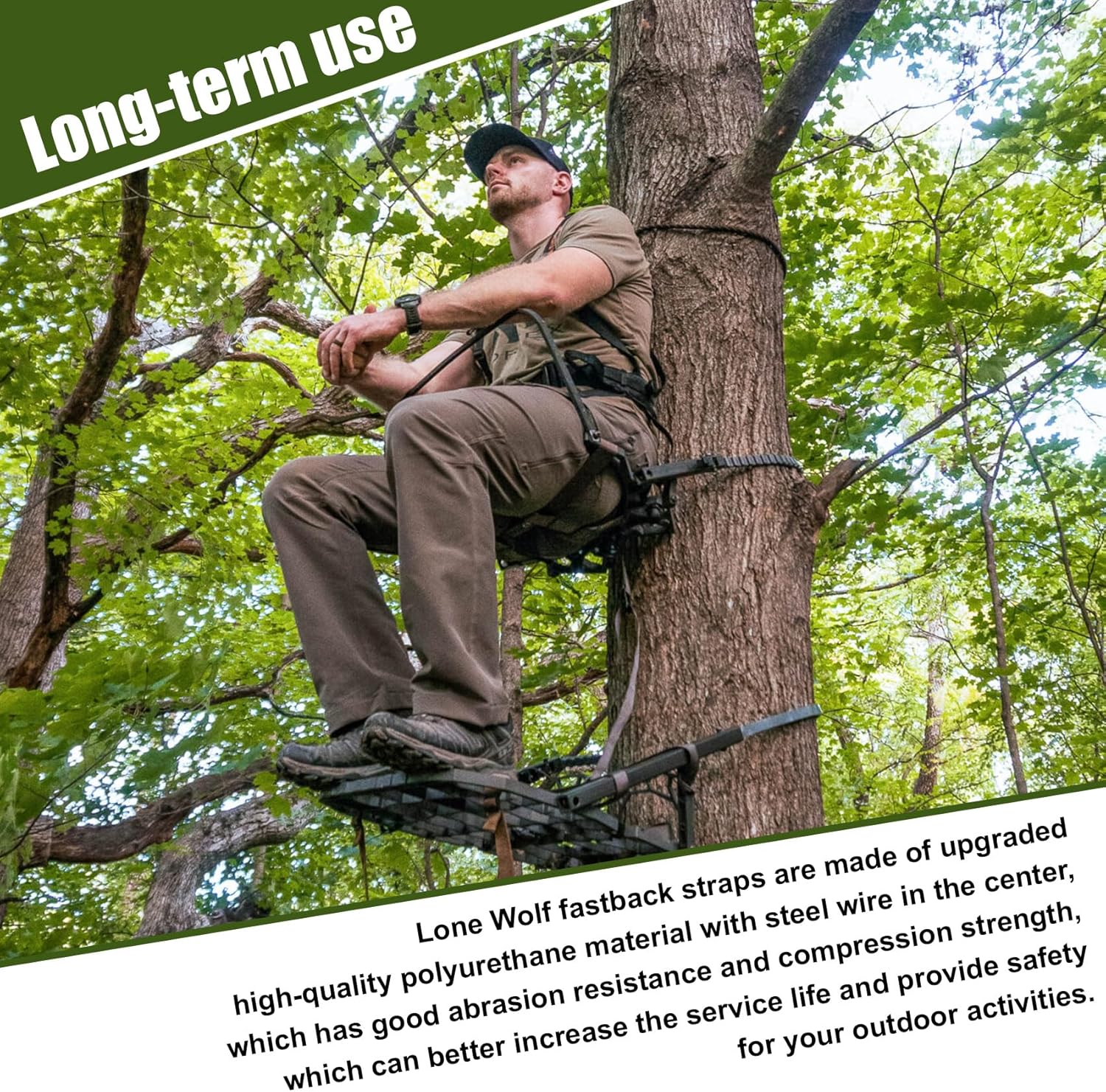 Traction Belts Climber Tree Stand Straps Compatible with Lone Wolf Sit, Climb Climbing Tree Stand 2-Pack