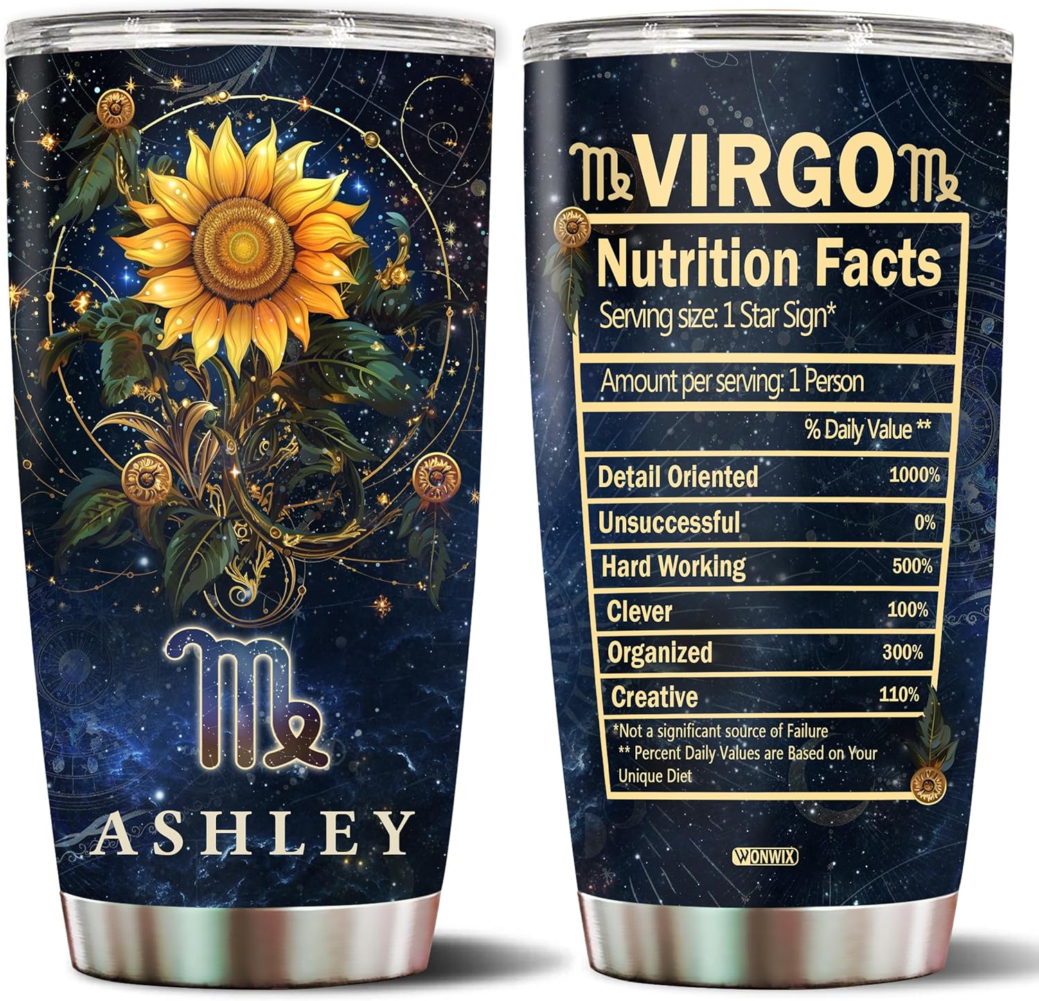 Personalized Virgo Gifts for Women Constellation Zodiac Astrology Water Bottle Gift for Wife Daughter Christmas Birthday Mothers Day Valentine 20oz Stainless Steel Coffee Mug Tumbler with Lid