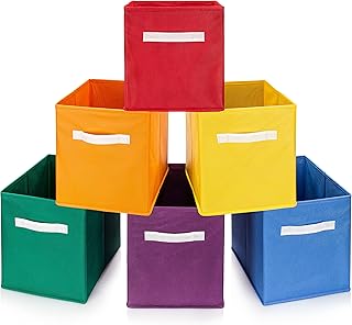 Rainbow Bins Organization Set of Six 10.5 X 10.5 Cube Storage Bins for B...