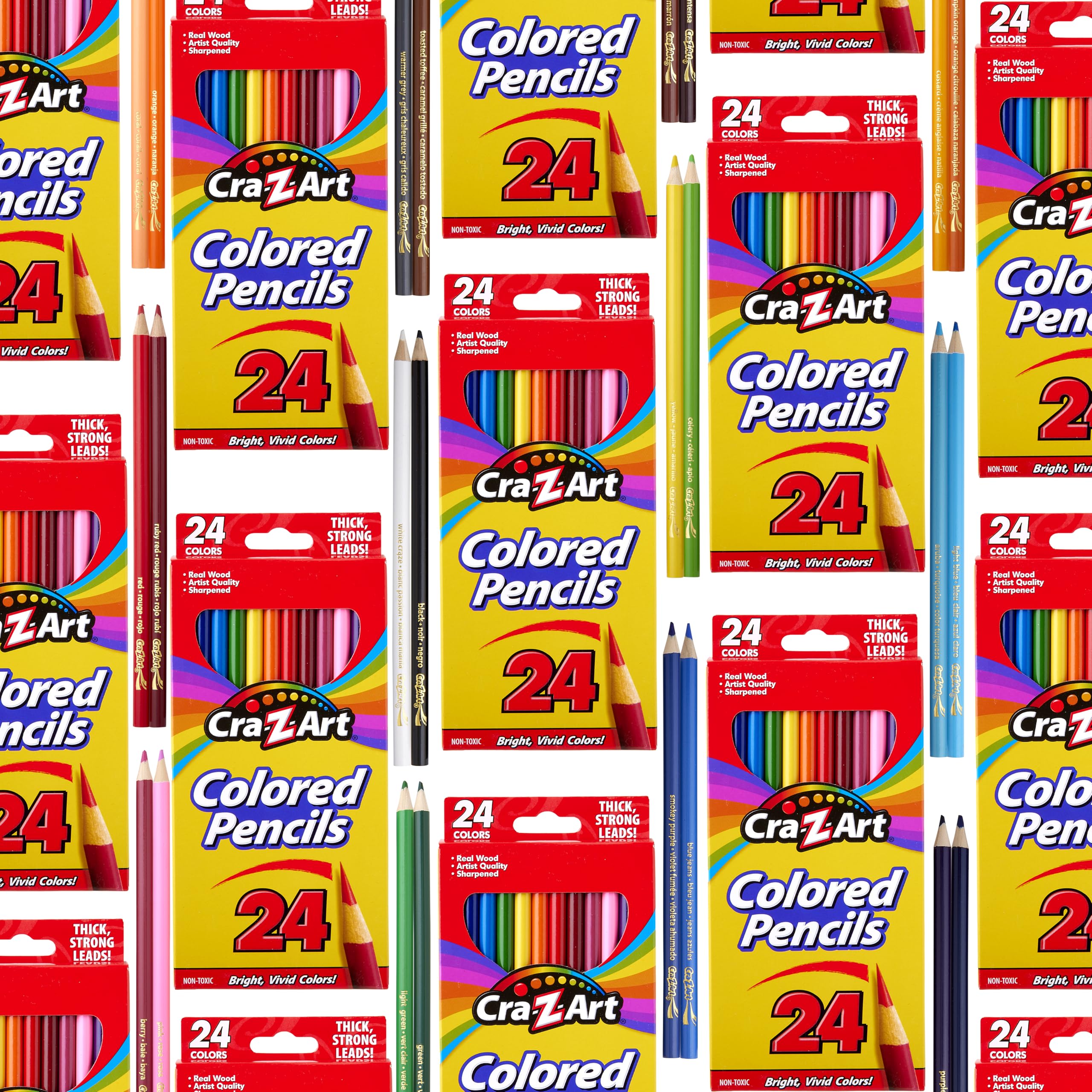 Cra-Z-Art Buntstifte, Großpackung, 10 Boxen mit 24 Karat vorgespitzten Bleistiften, ungiftig, für Klassenzimmer, Schule, Kunstbedarf