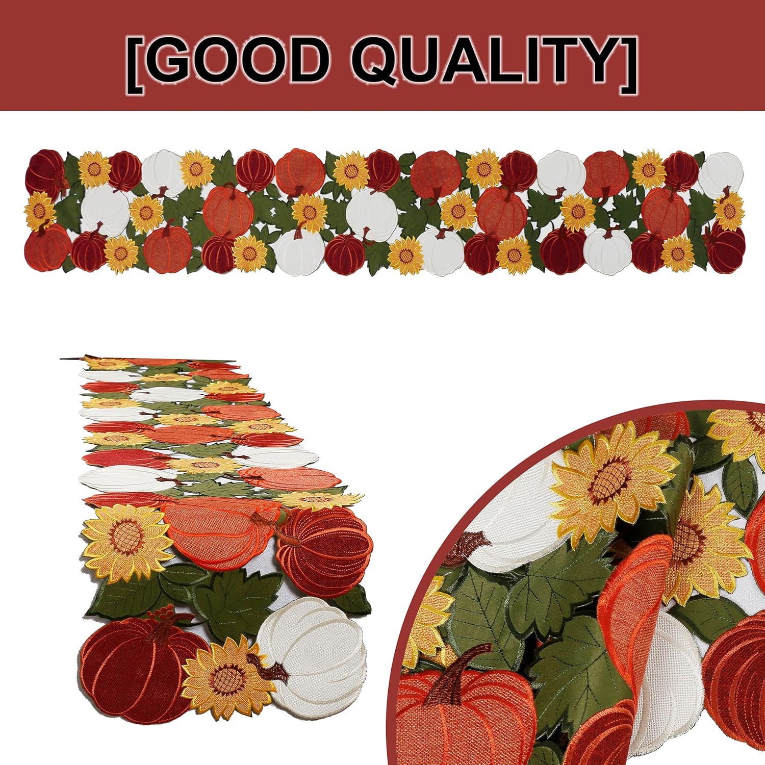 OWENIE Thanksgiving Fall Table Runner - 108 Inches, Harvest Pumpkins Autumn Decor, Extra Long Farmhouse Runner, 13 x 108 Inches