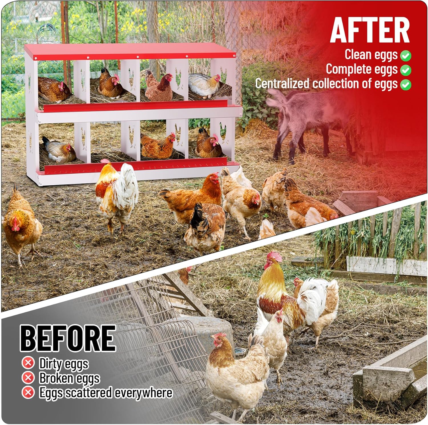 6/8/10 Holes Chicken Nesting Box Coop Chicken Egg Laying Boxes Egg Collection - Picture 76 of 85