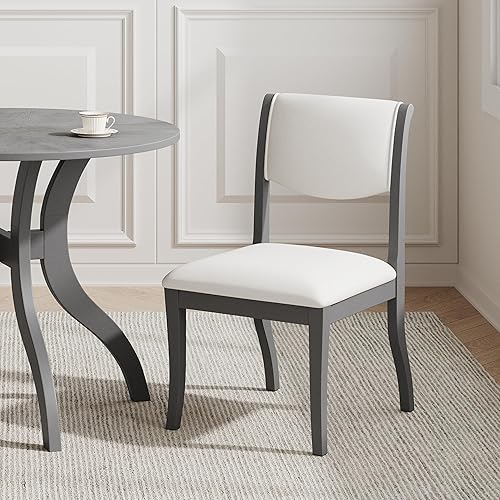 Miniatura 6 de Upholstered Dining Chairs Set of 2, Traditional Elegant Fabric Side Chairs with Curved Lines, Solid Hardwood Frame for Dining Room, Kitchen, Desk