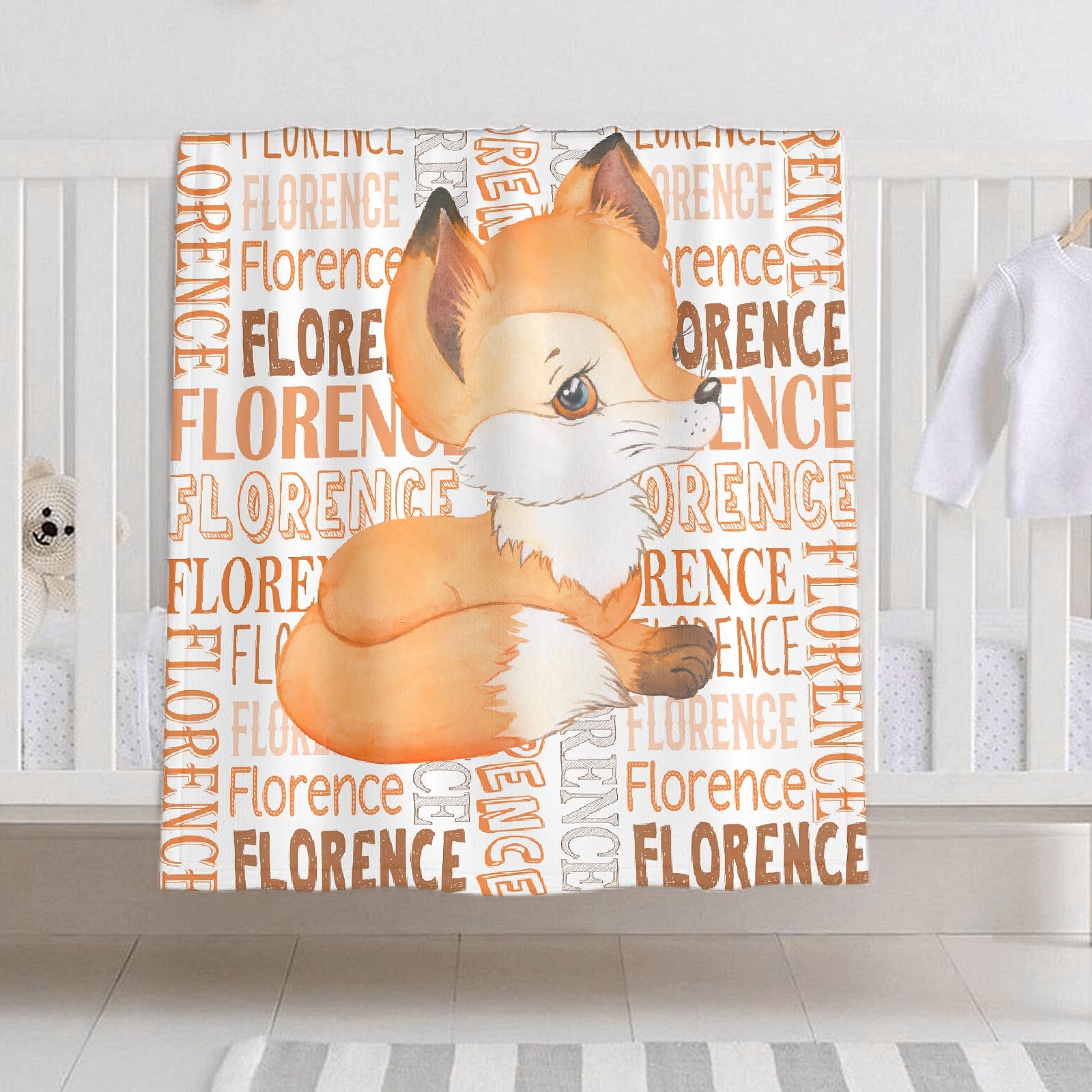 Personalized Fox Baby Blanket - Custom Name Blanket For Girls, Soft Flannel Fleece, 30x40 Inches, Perfect Baby Shower Gift - View #10