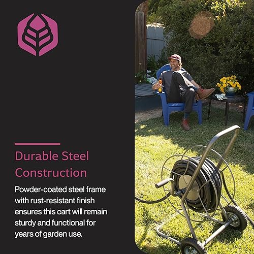 Miniatura 5 de Yard Butler Carrete de manguera con ruedas Carrete de manguera de metal resistente de 200 pies adecuado para jardines, césped y exteriores - IHT-2EZ