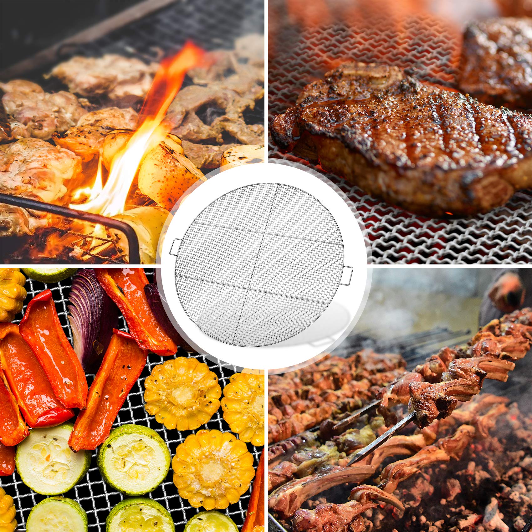 Stanbroil Ruszt do grilla z 3 prętami podtrzymującymi, na zewnątrz, okrągły, ogniskowy, na kemping, stal nierdzewna, 81 cm