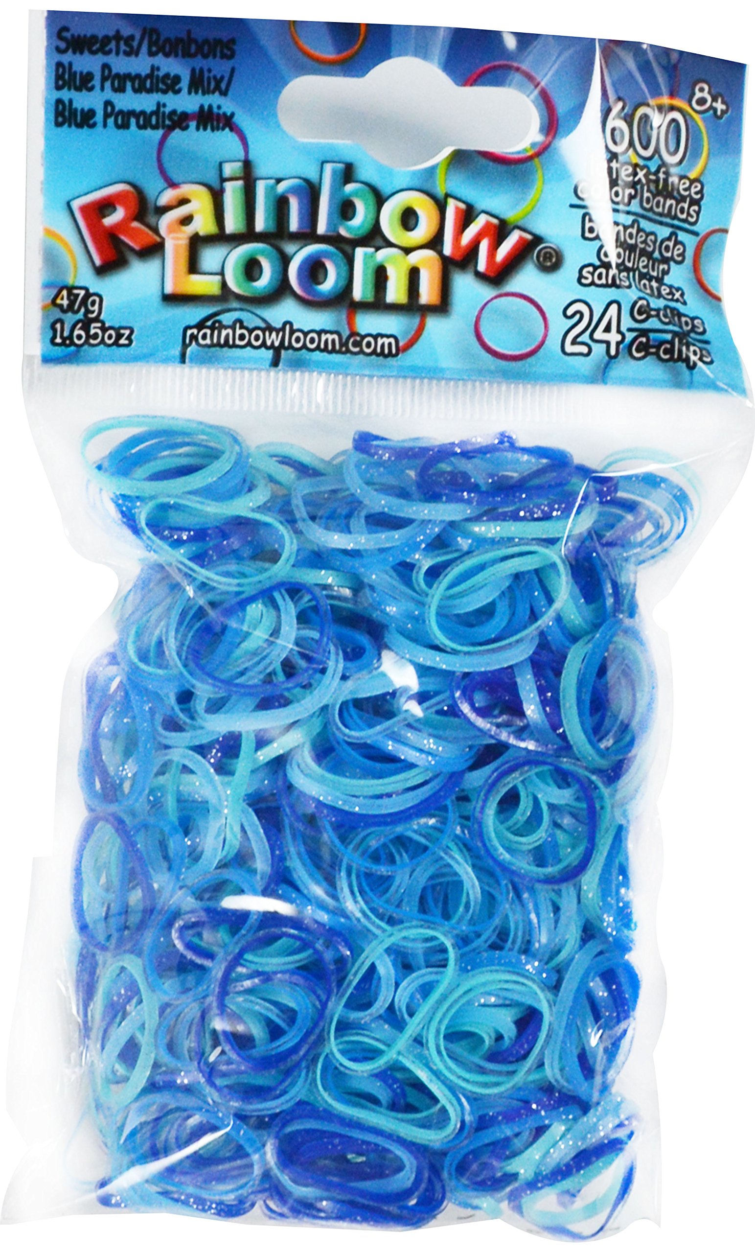 Rainbow Loom® Sweets Collection: Blue Paradise Mix Rubber Bands with 24 C-Clips (600 Count)