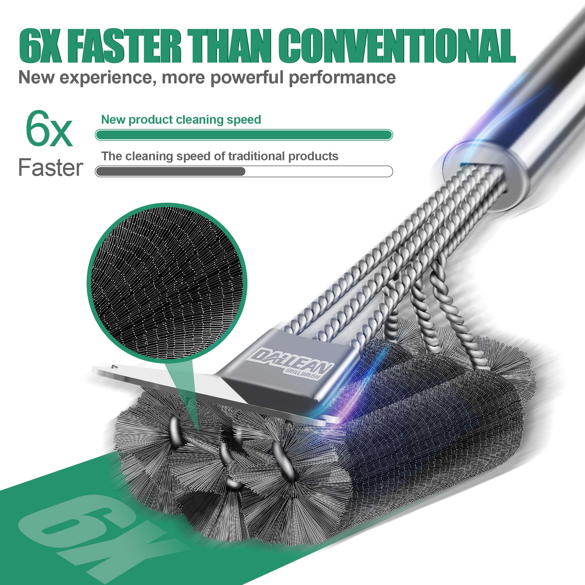 DALLEAN Grill Brush and Scraper Grate Cleaner Bristle Design Cleaning