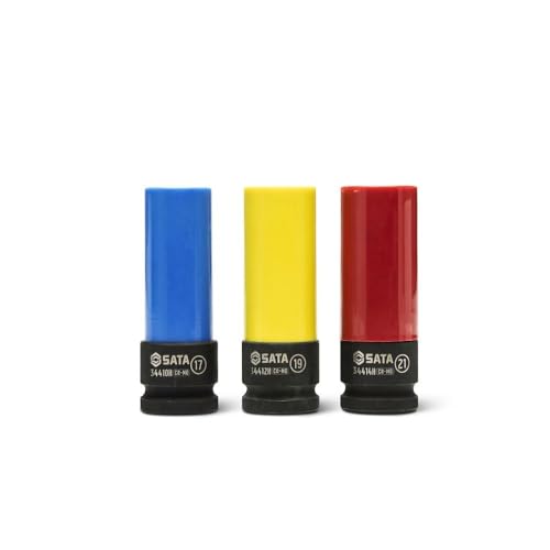 SATA Jeu de douilles 1/2" Ă 6 pans 17, 19, 21 mm ST09142G (3 douilles imapct kraft pour visseuse Ă percussion) pour visseuse Ă percussion/visseuse Ă percussion