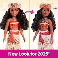 Vista 3 de Mattel Muñeca Disney Princess Moana en Moda Brillante con Falda Removible, Diadema y Collar, Posable y Coleccionable, Inspirada en la Película